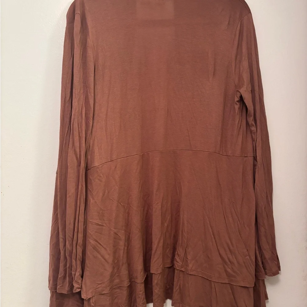 Ya Los Angeles boho Flowy Brown / mauve Cardigan L - Picture 2 of 4